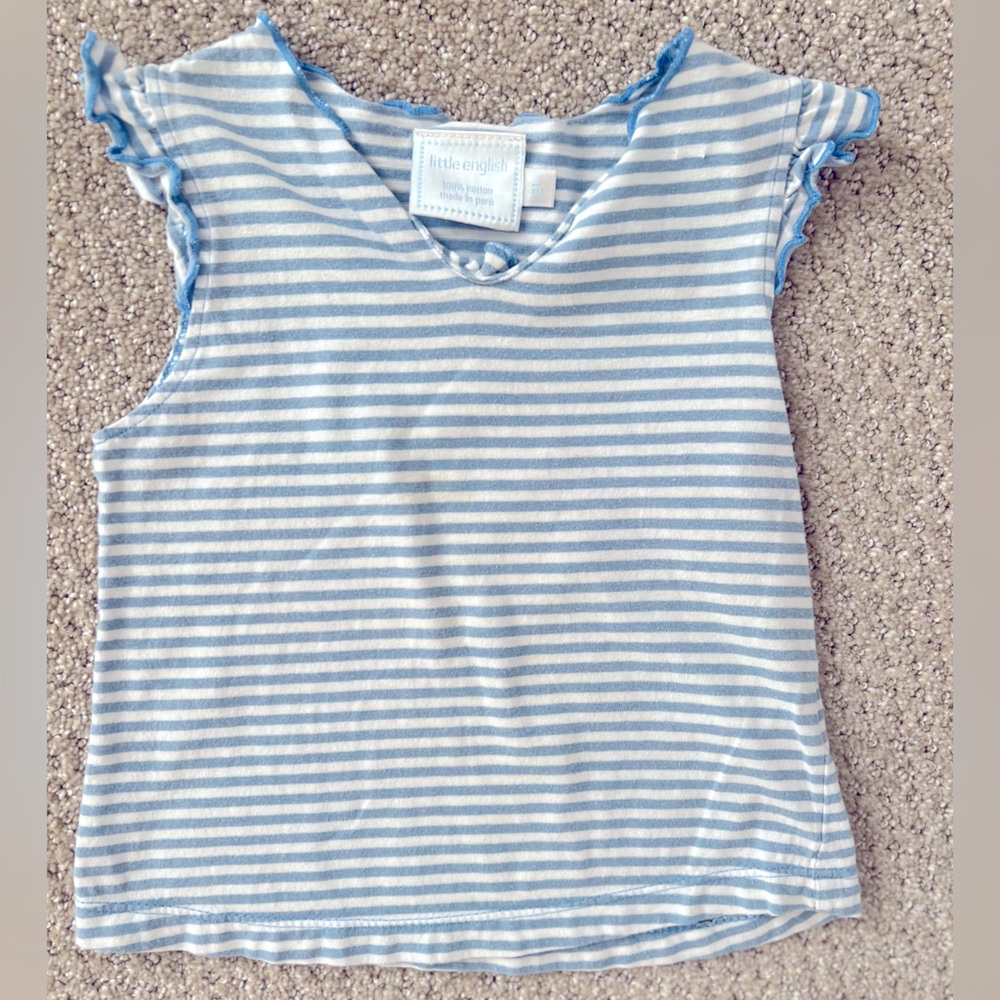 Little English Blue and White stripe shirt